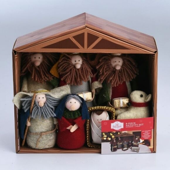 Fabric Nativity Scene, Multicolor, 8 Pieces, by Holiday Time - Picture 1 of 7